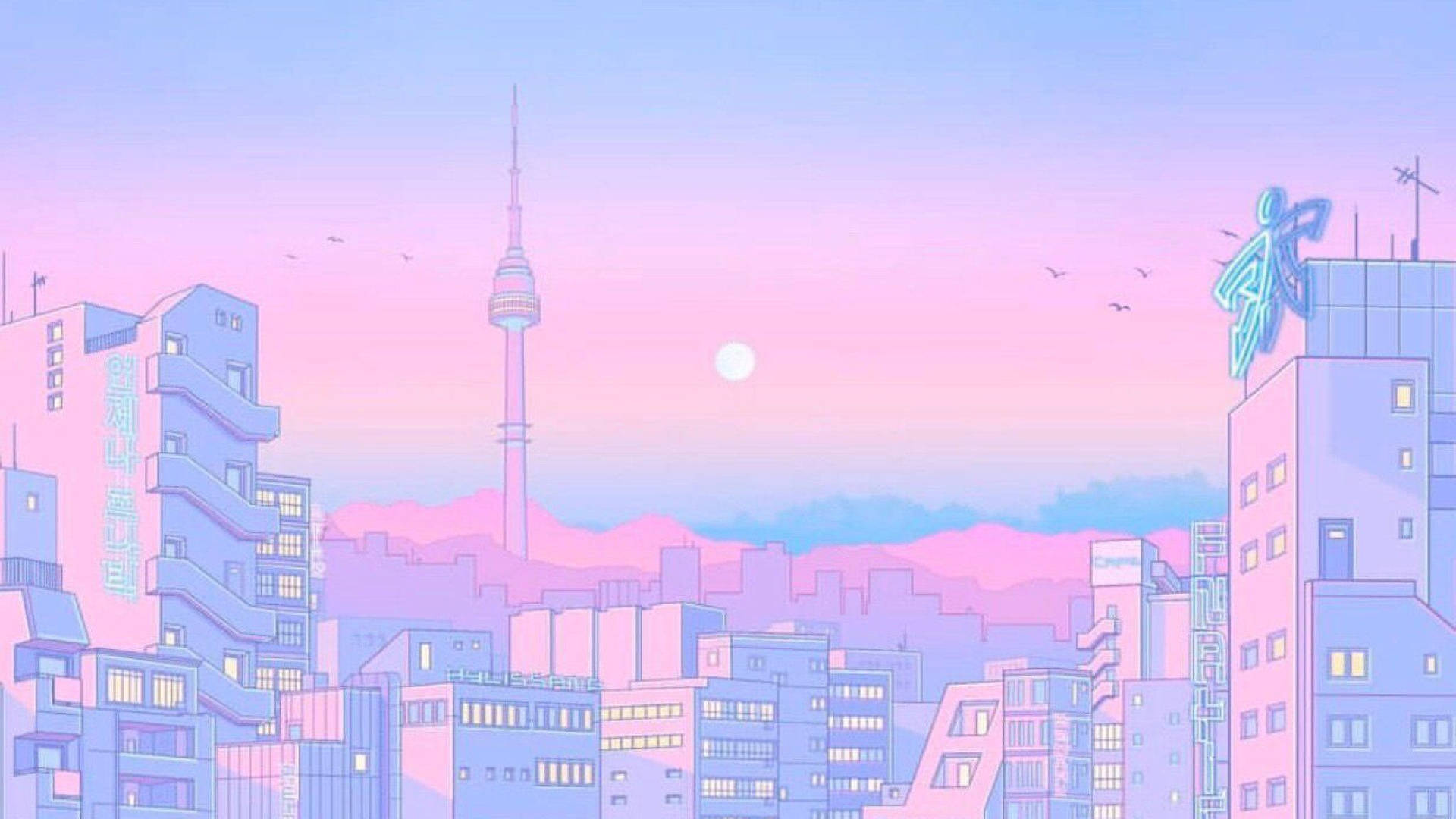 パステルピンクのスカイライン Tumblr ラップトップ
