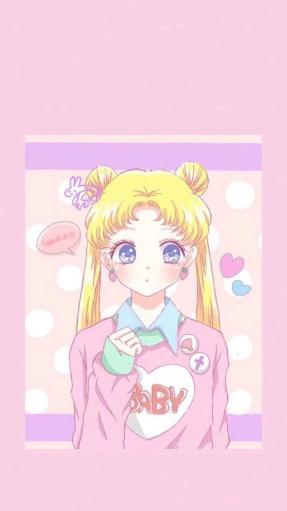 パステルピンクのセーラームーンPFP 壁紙