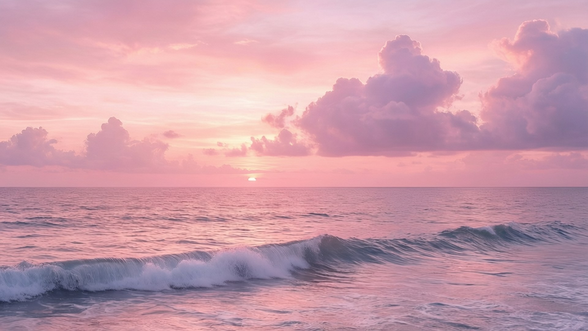 パステルピンクの夕日 壁紙