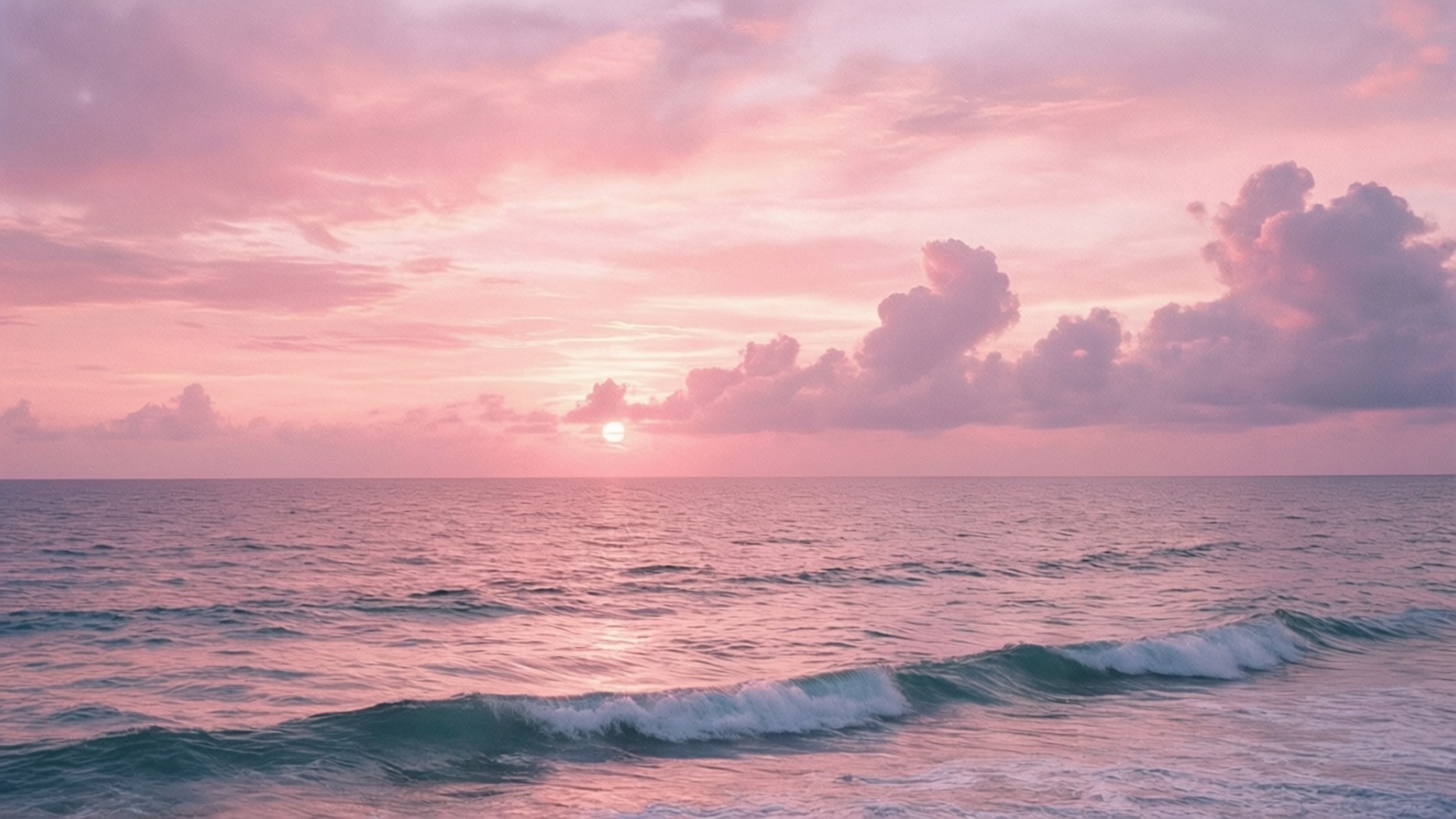 パステルピンクの夕日 壁紙