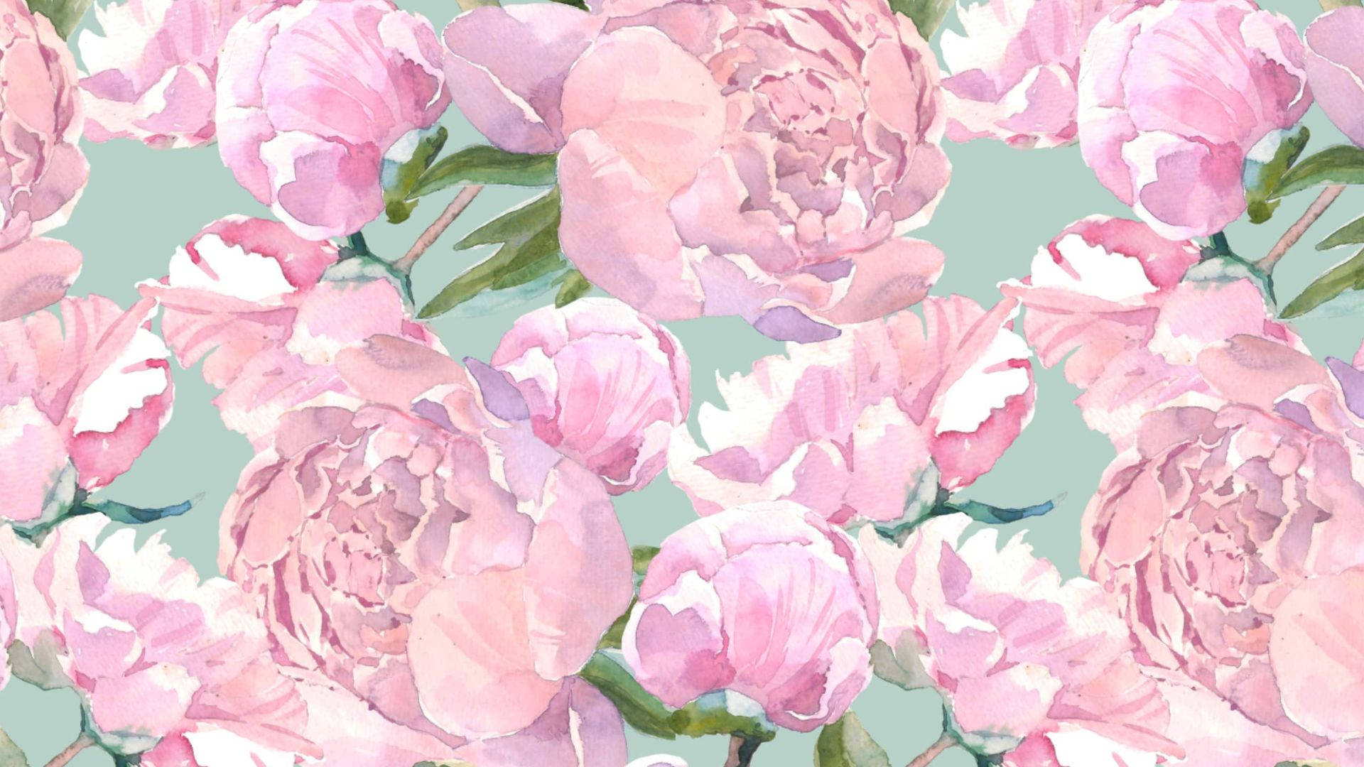 パステルピンクの花と葉の美しい壁紙 壁紙