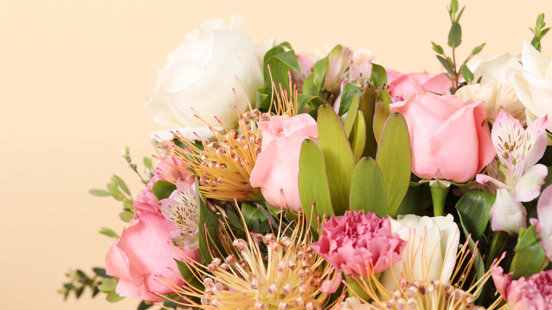 パステルブーケ春の花背景 壁紙