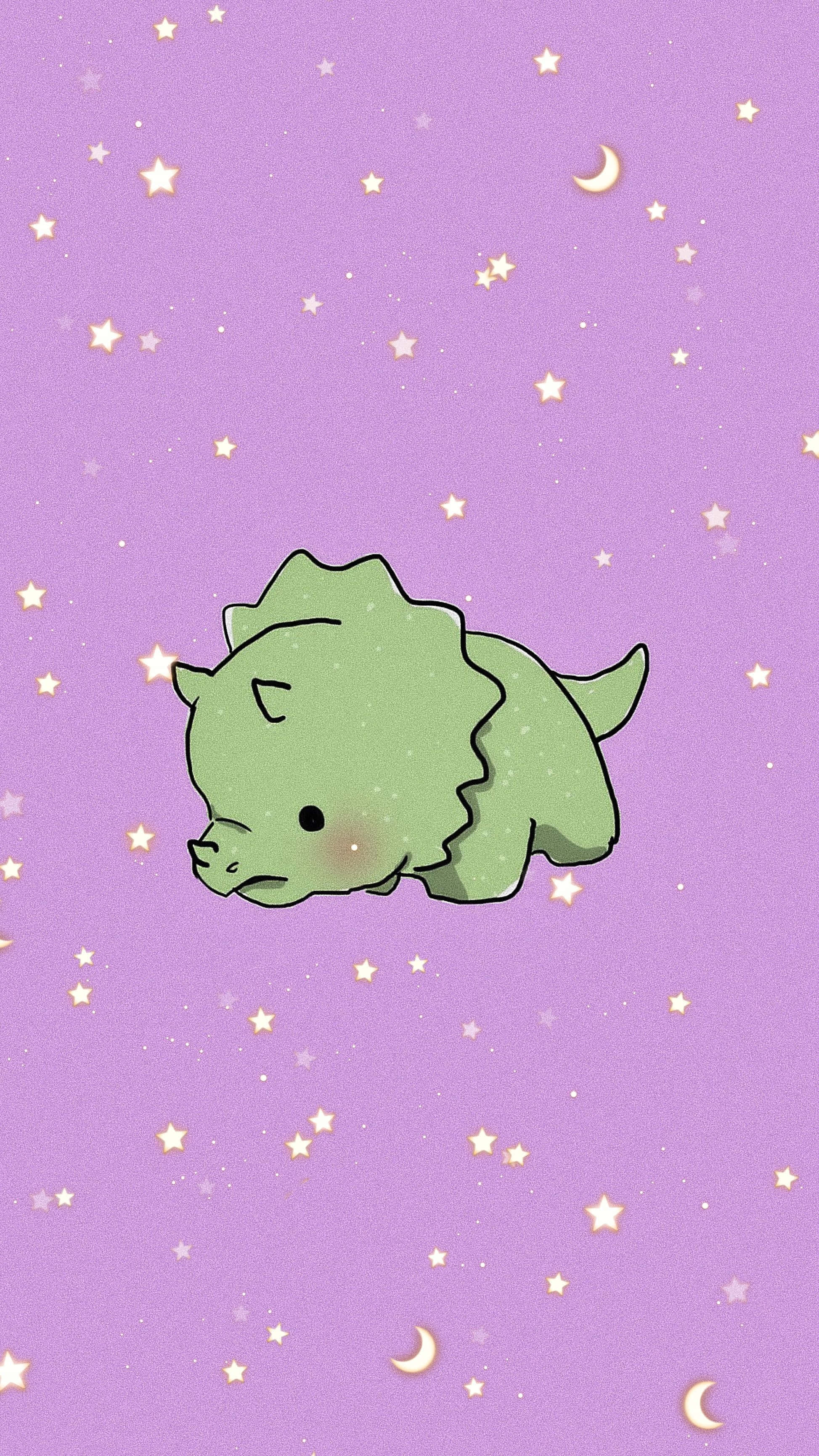 パステル背景のかわいい恐竜キャラクター 壁紙