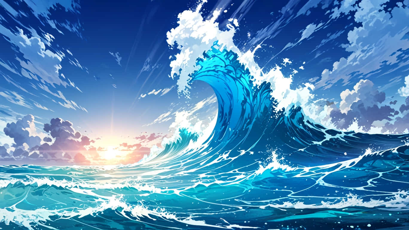 波、サーフィン、海、アニメ、海の美的画像、アニメーション、動物背景