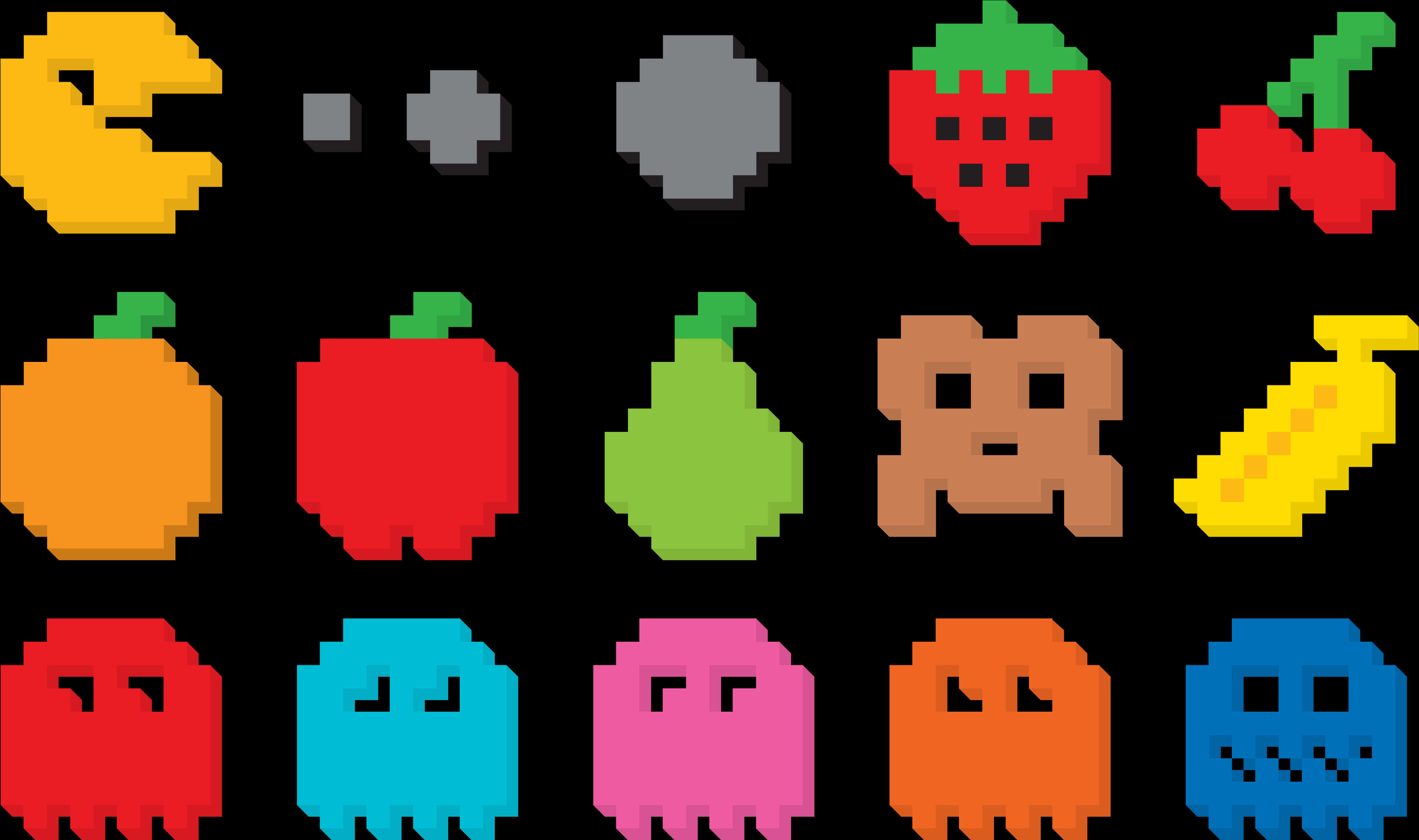 パックマンとゴーストのドット絵 壁紙