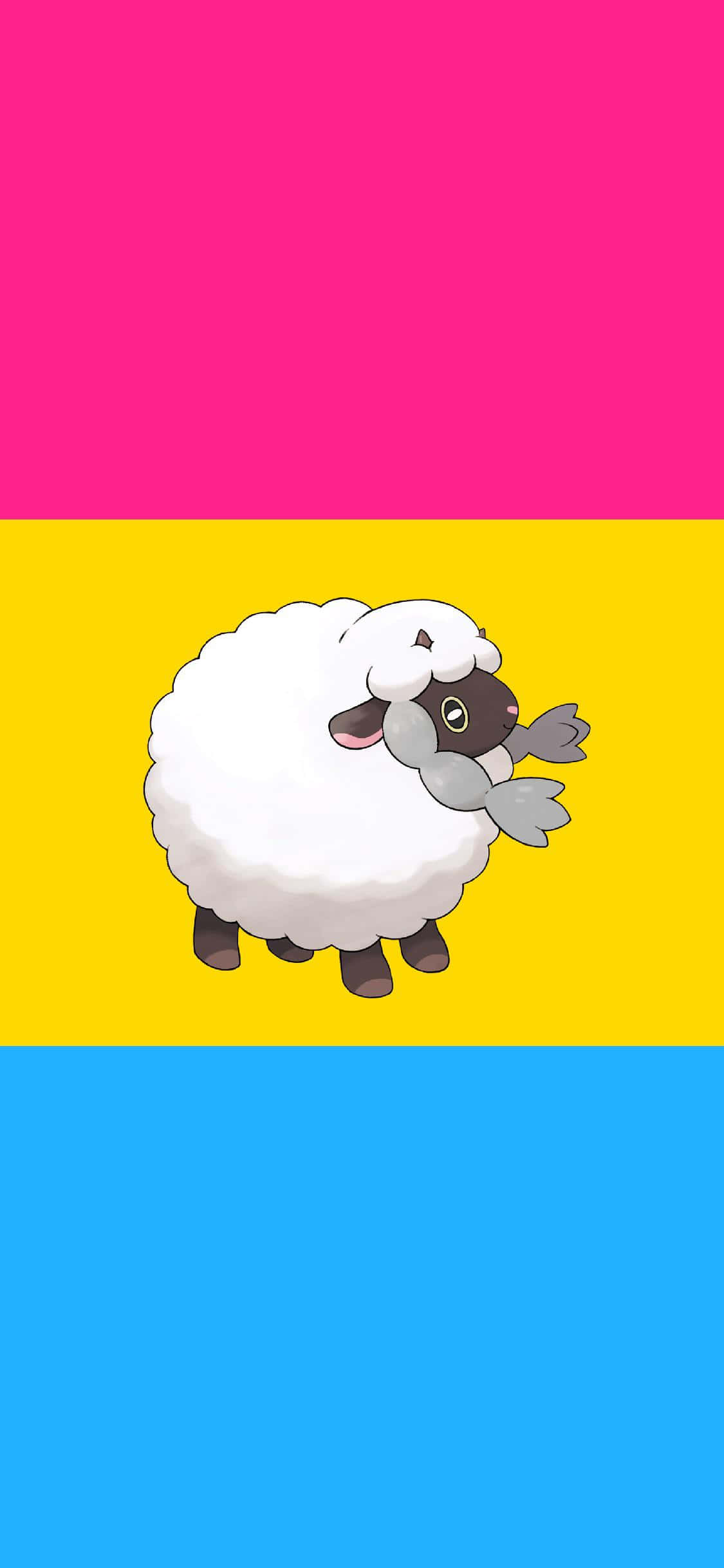 パンフラッグを掲げたポケモンキャラクター・ウールー 壁紙