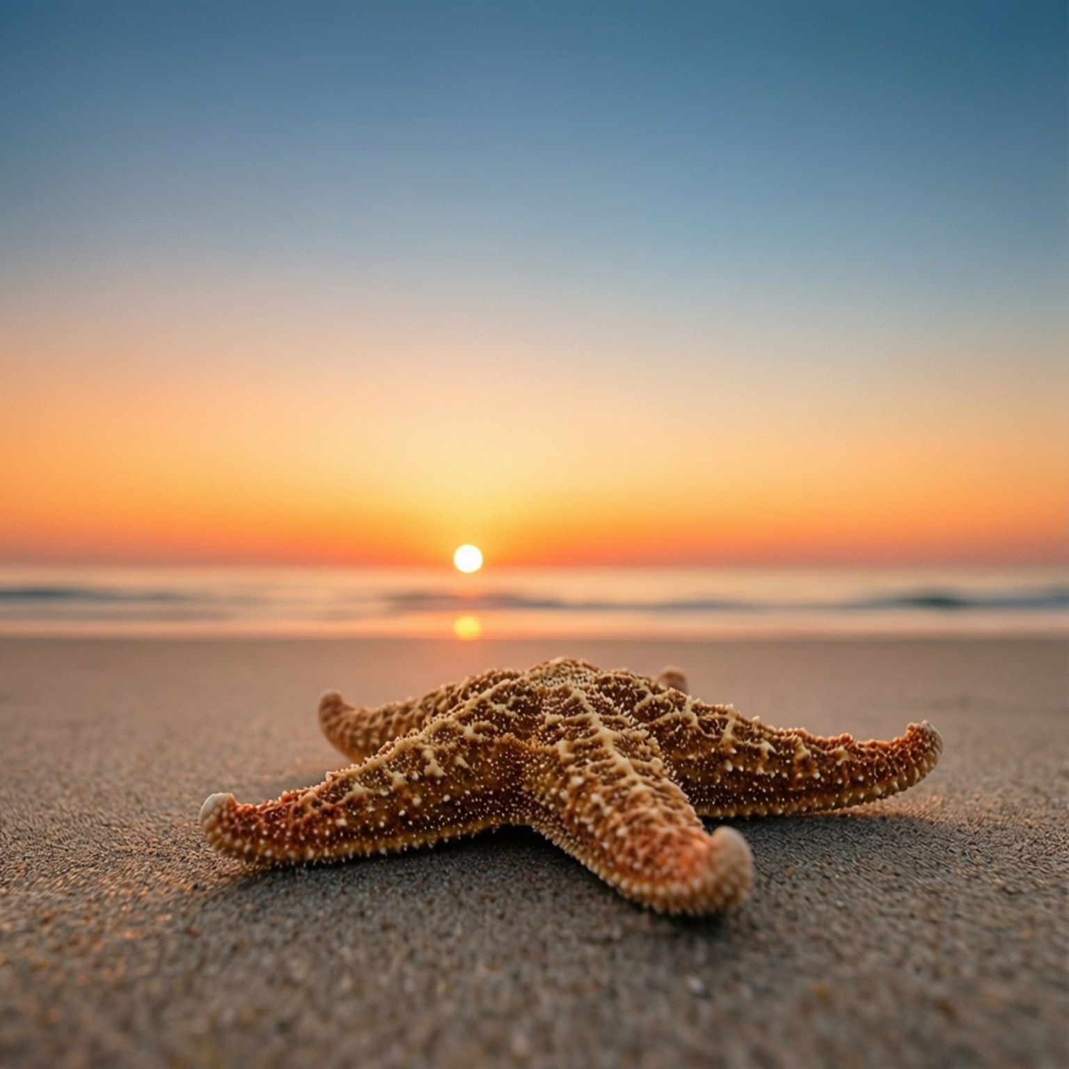 ヒトデの夕日 ミニマル 壁紙