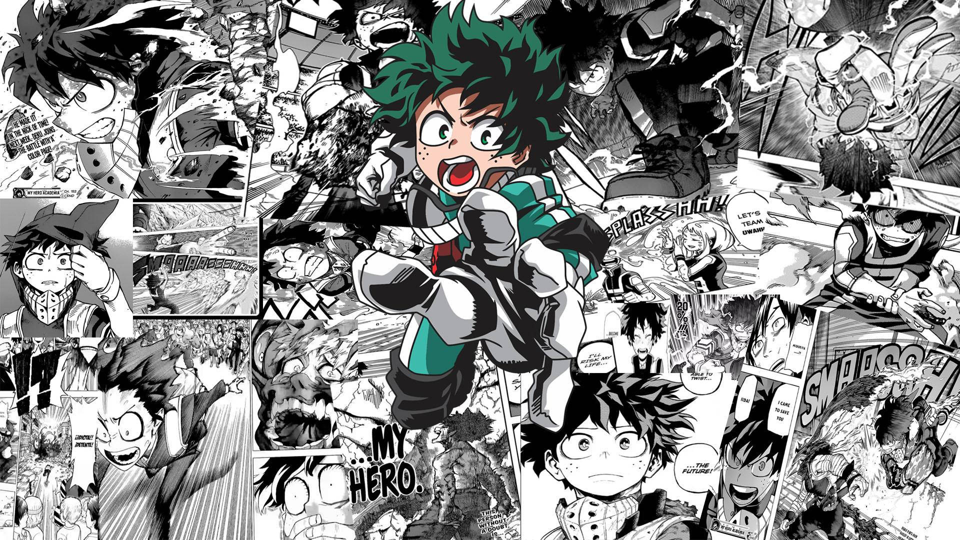 ヒーロー緑出の漫画パネル 壁紙