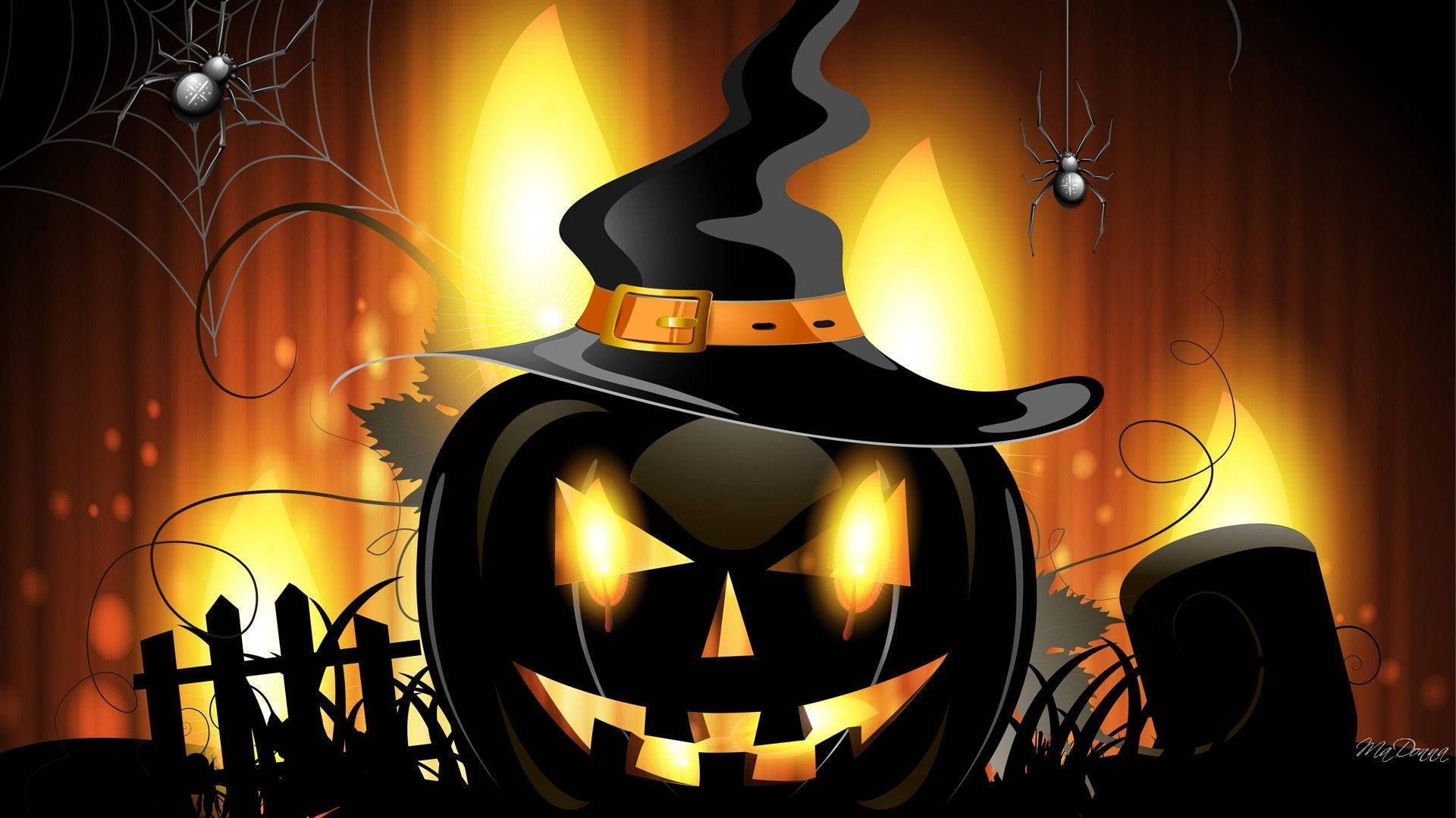ビンテージハロウィン 黒いカボチャランタン 壁紙