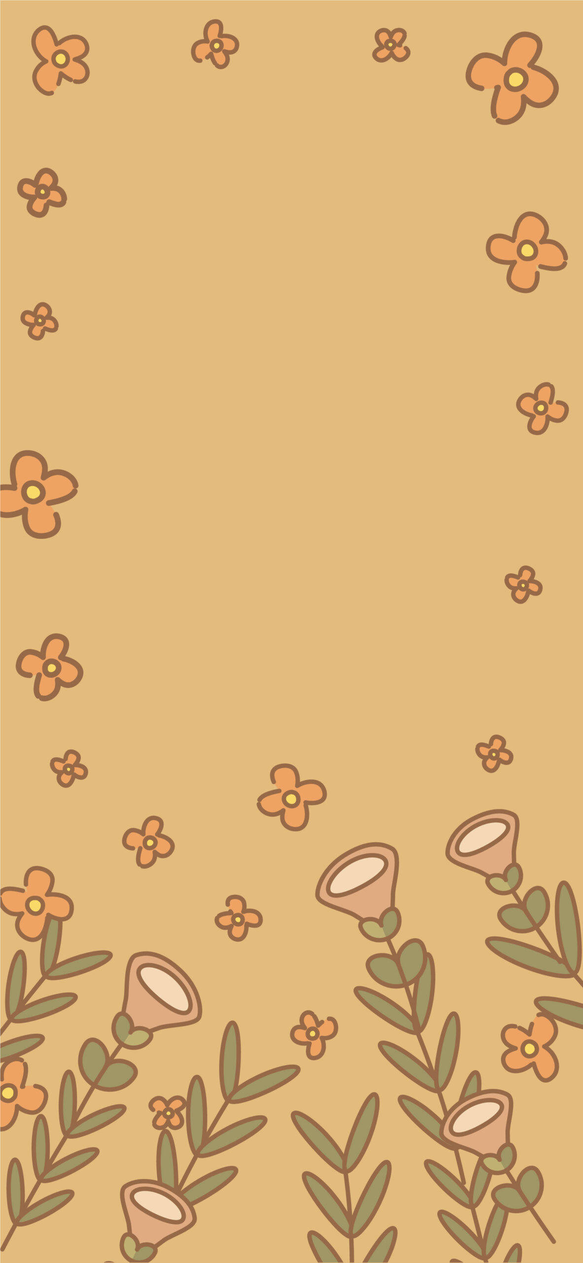 ビンテージ花イラスト 春 iPhone 壁紙