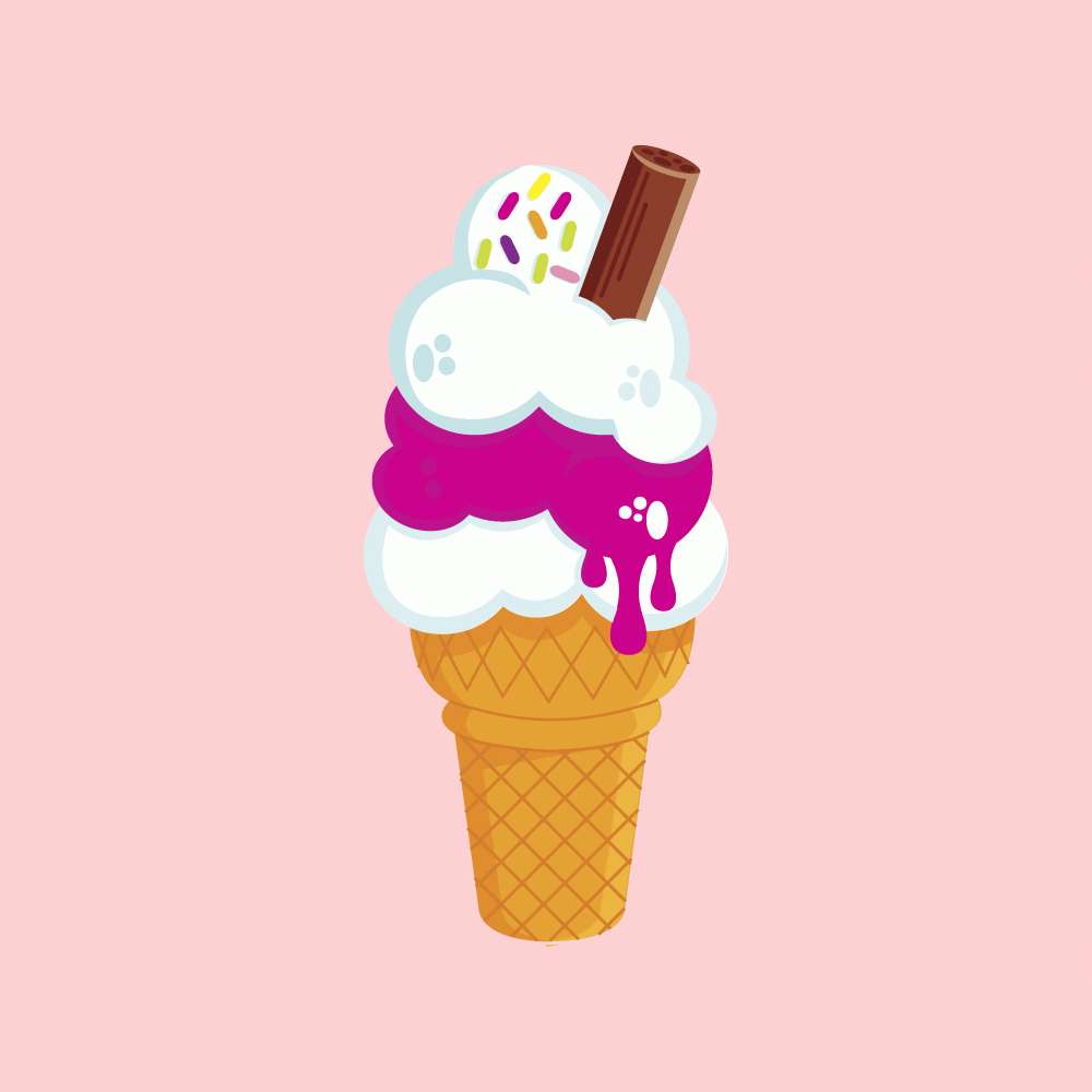 ピンクと白のかわいいアイスクリームとウエハーススティック 壁紙