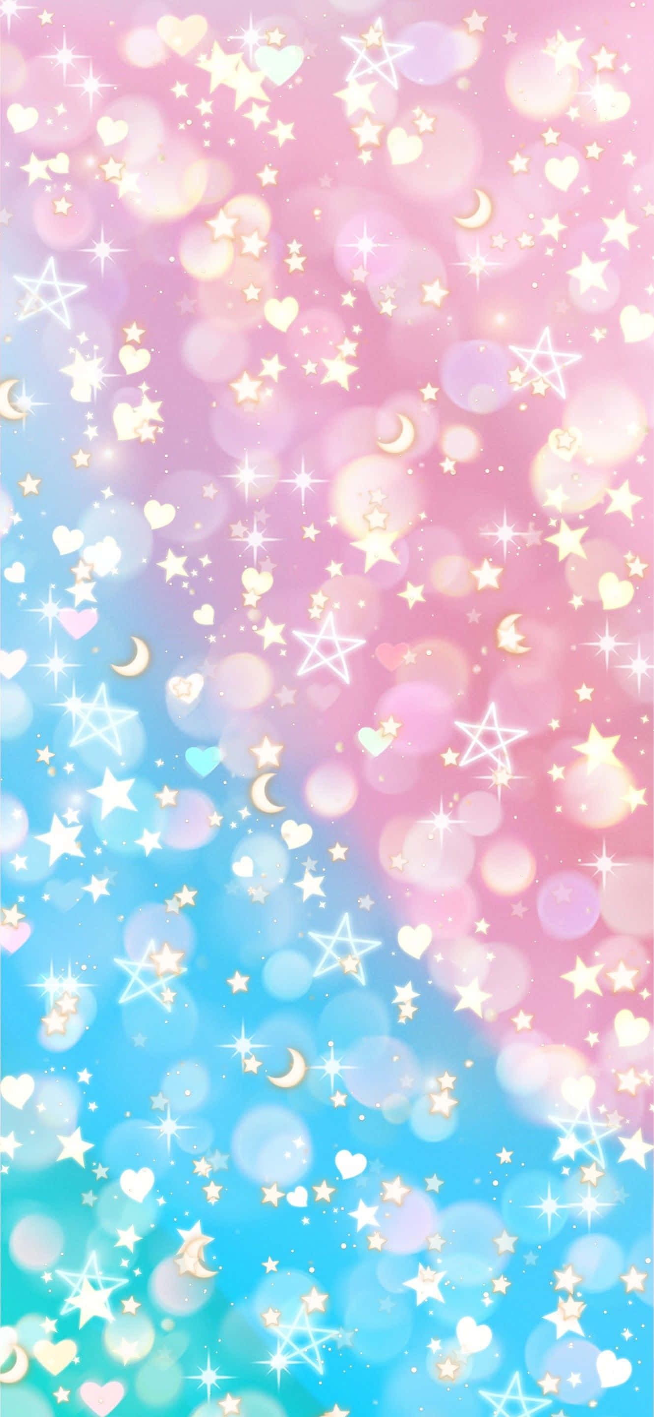 ピンクと青の可愛い星のデジタルアート 壁紙