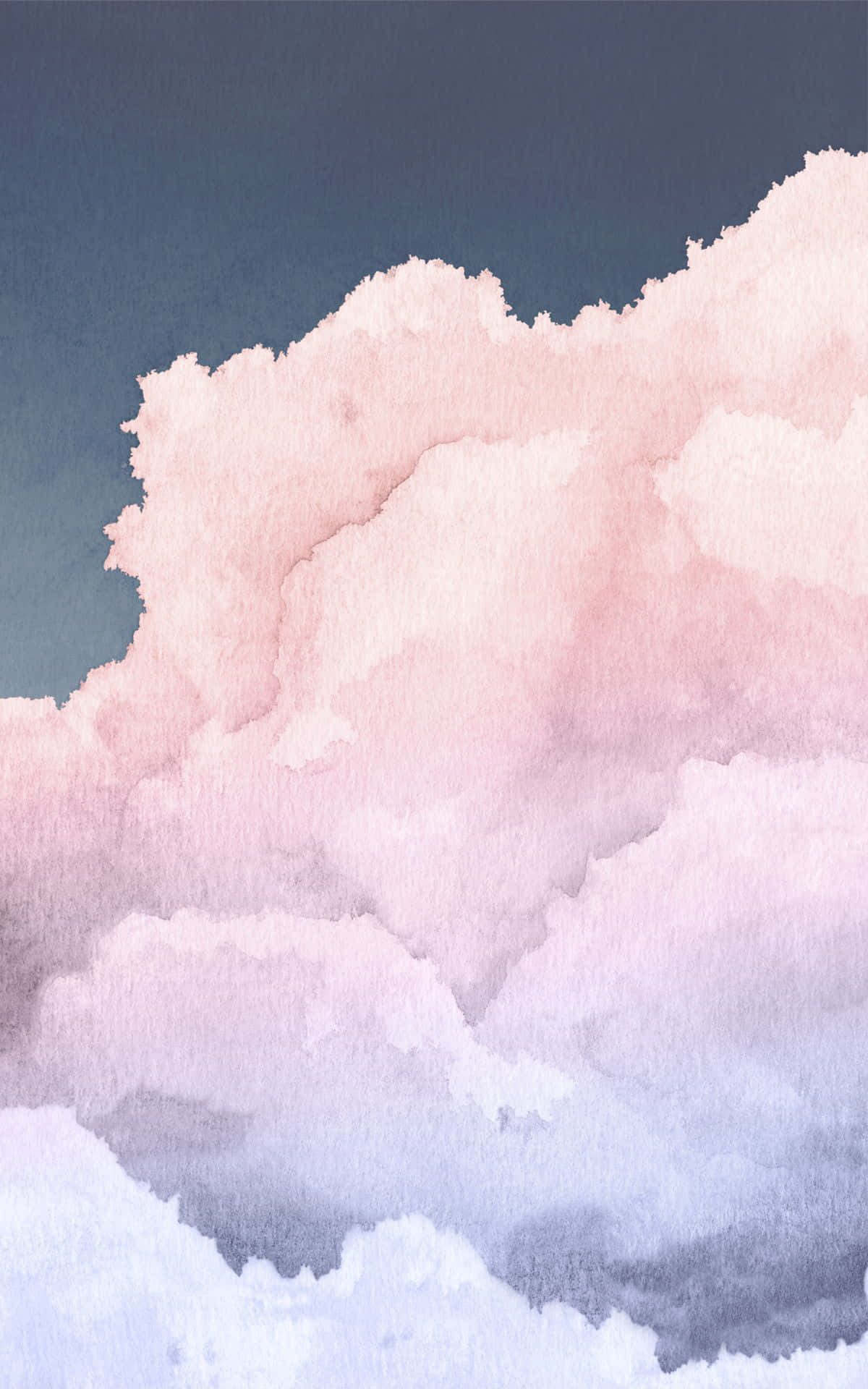 ピンクと青の雲の水彩画 壁紙