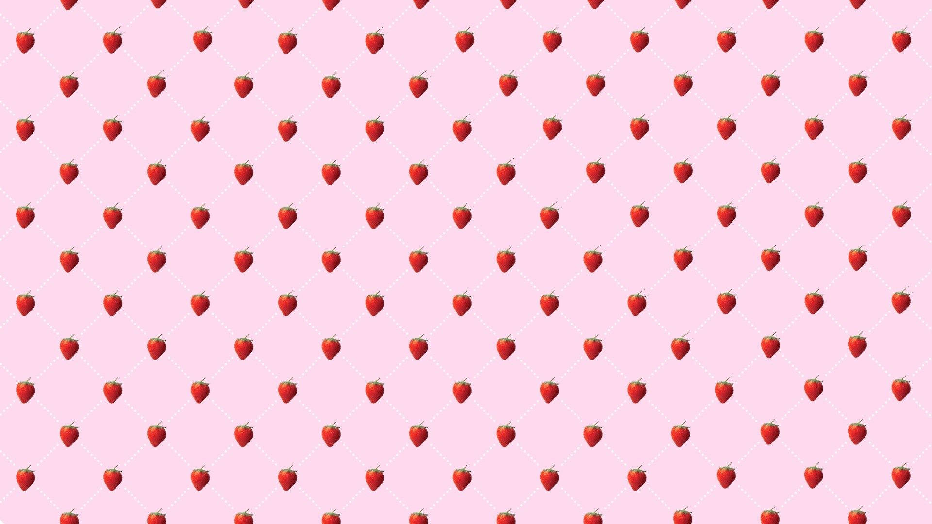 ピンクのかわいいイチゴシームレスパターン 壁紙