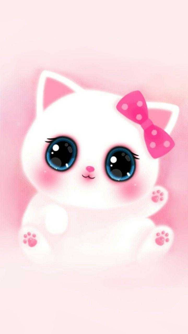ピンクのかわいい愛らしい猫 壁紙