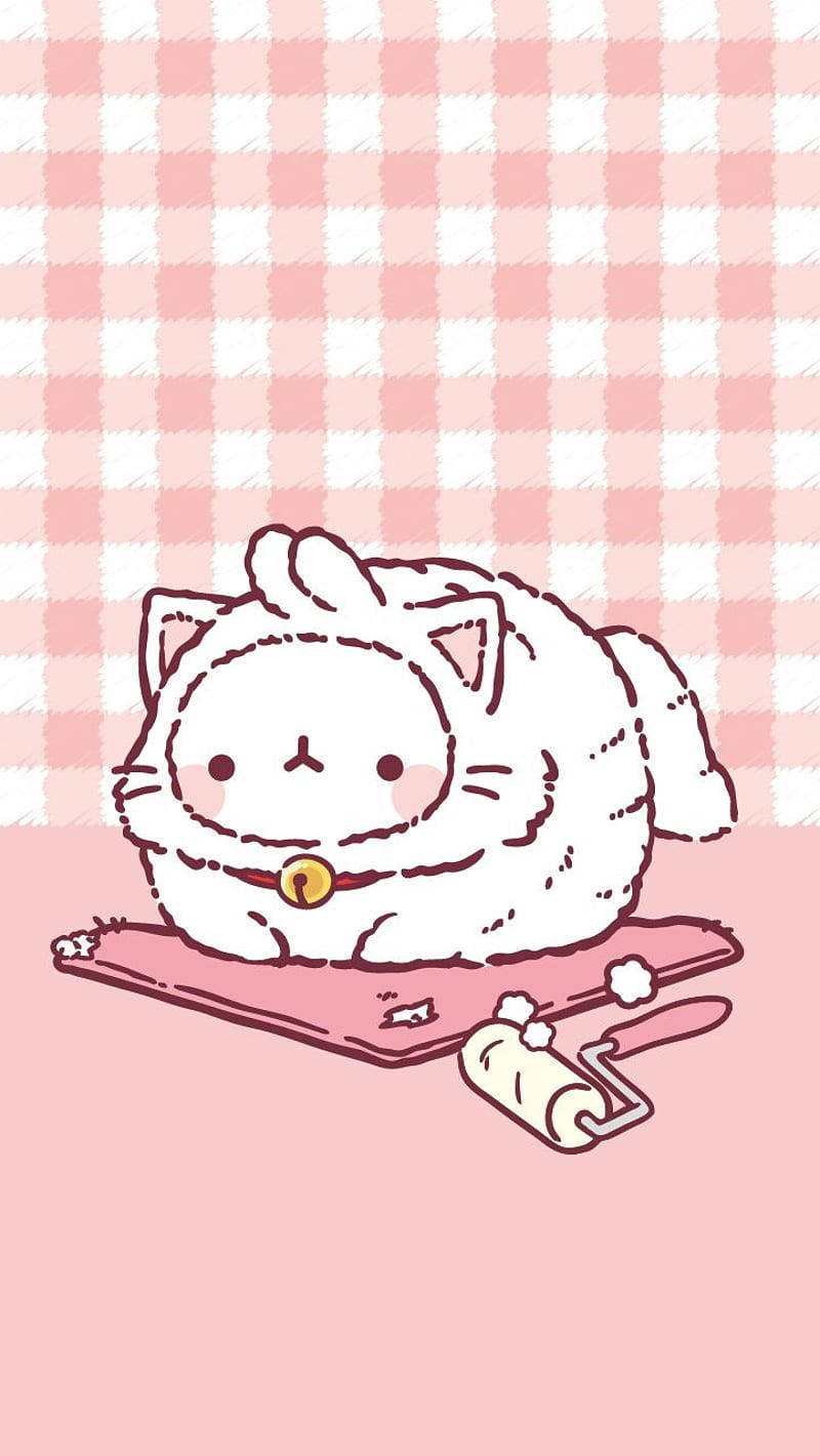 ピンクのかわいい猫のモラン 壁紙