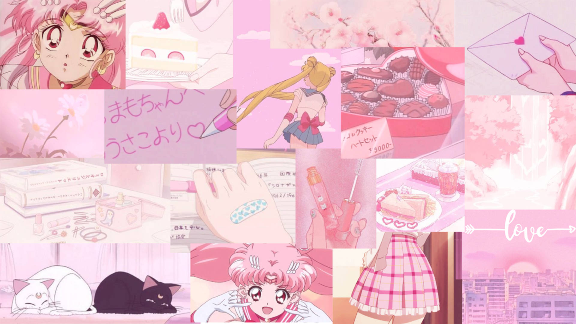 ピンクのアニメ風セーラームーン 壁紙