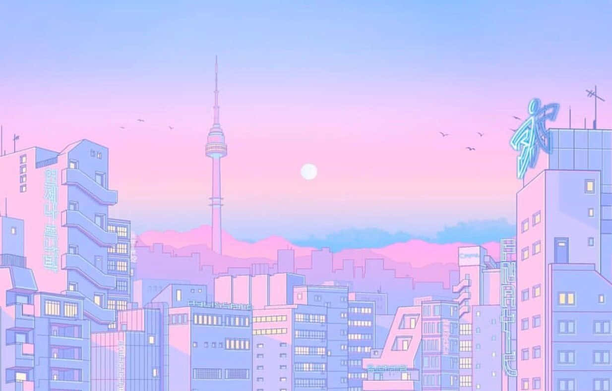 ピンクのアニメ風美しい画像 壁紙