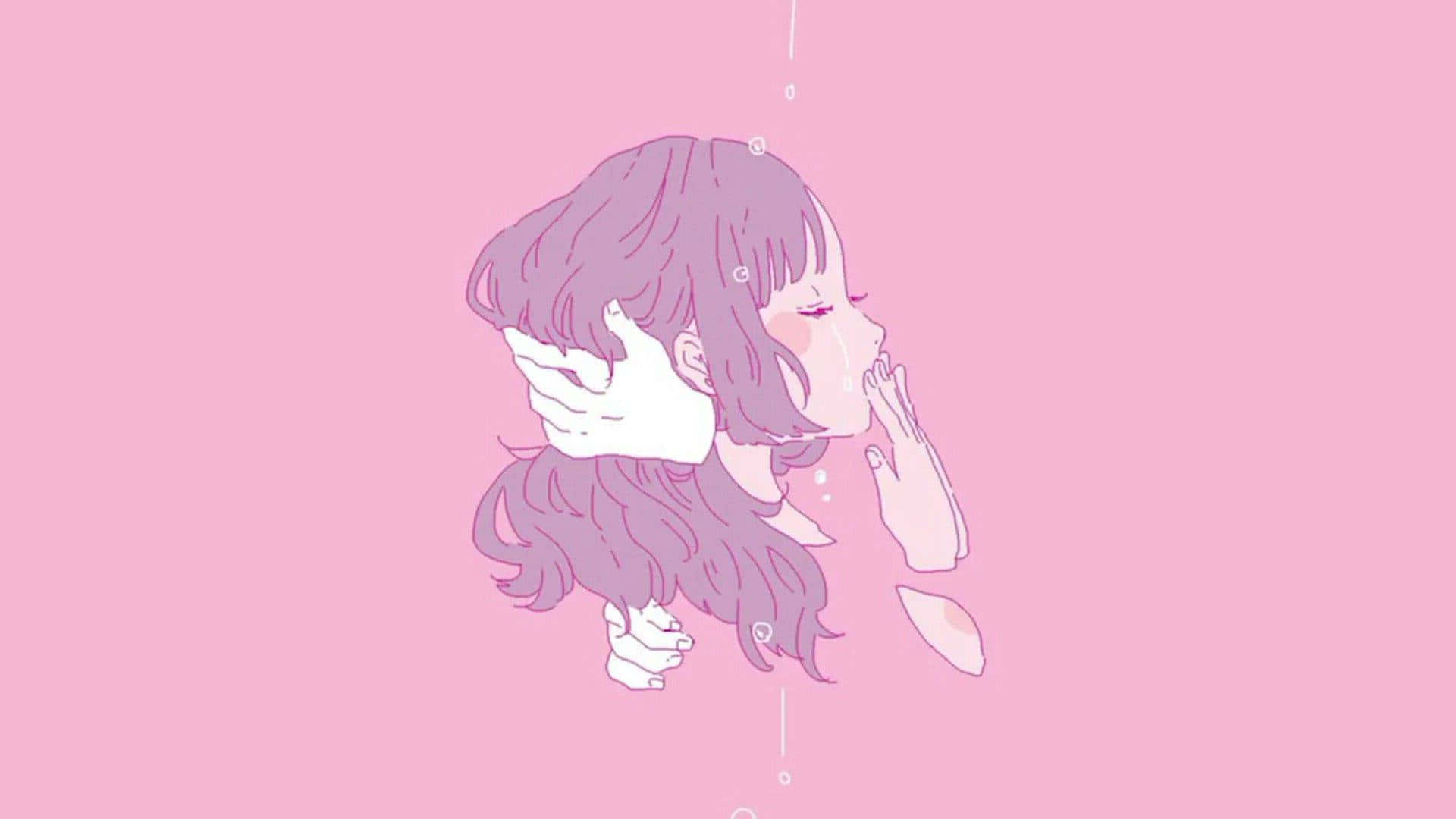 ピンクのアニメ風美しい画像 壁紙