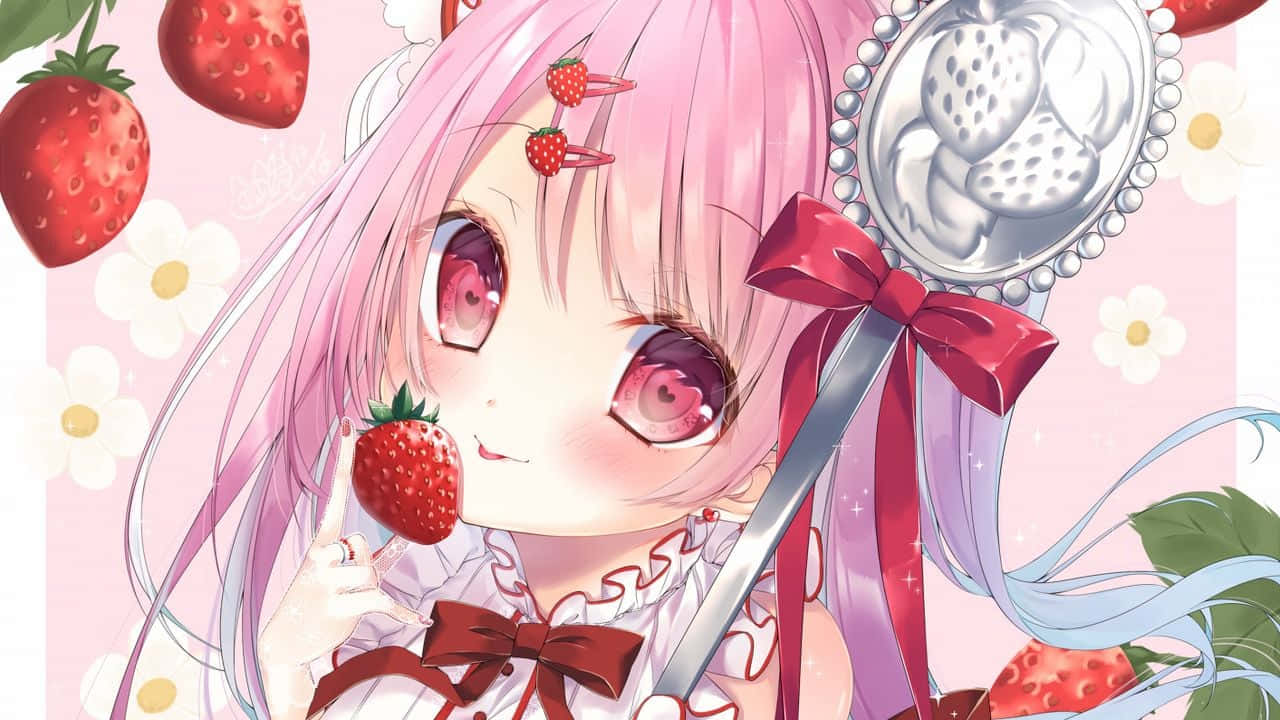 ピンクのアニメ風美しい画像 壁紙