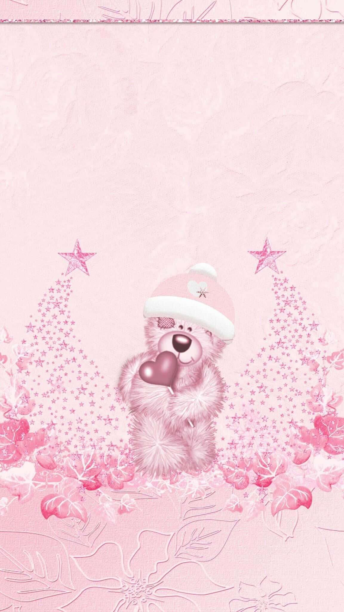 ピンクのクリスマステディベア 壁紙