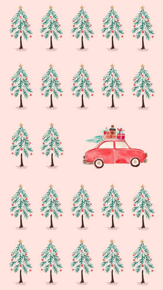 ピンクのシンプルなクリスマスイラスト 壁紙