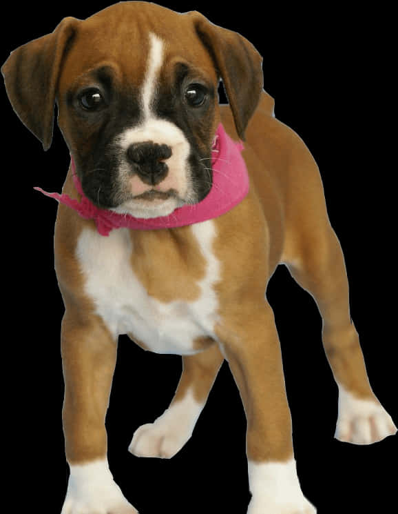 ピンクのスカーフを巻いたボクサー犬の子犬 壁紙