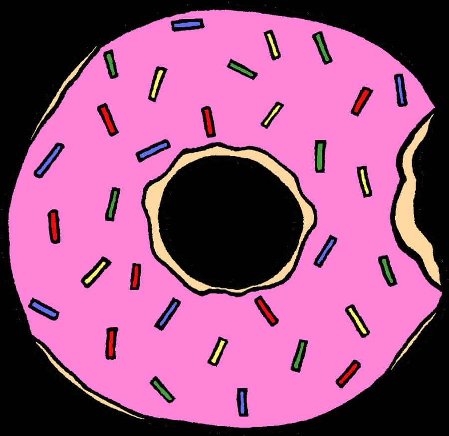 ピンクのスプリンクルドーナツのイラスト 壁紙