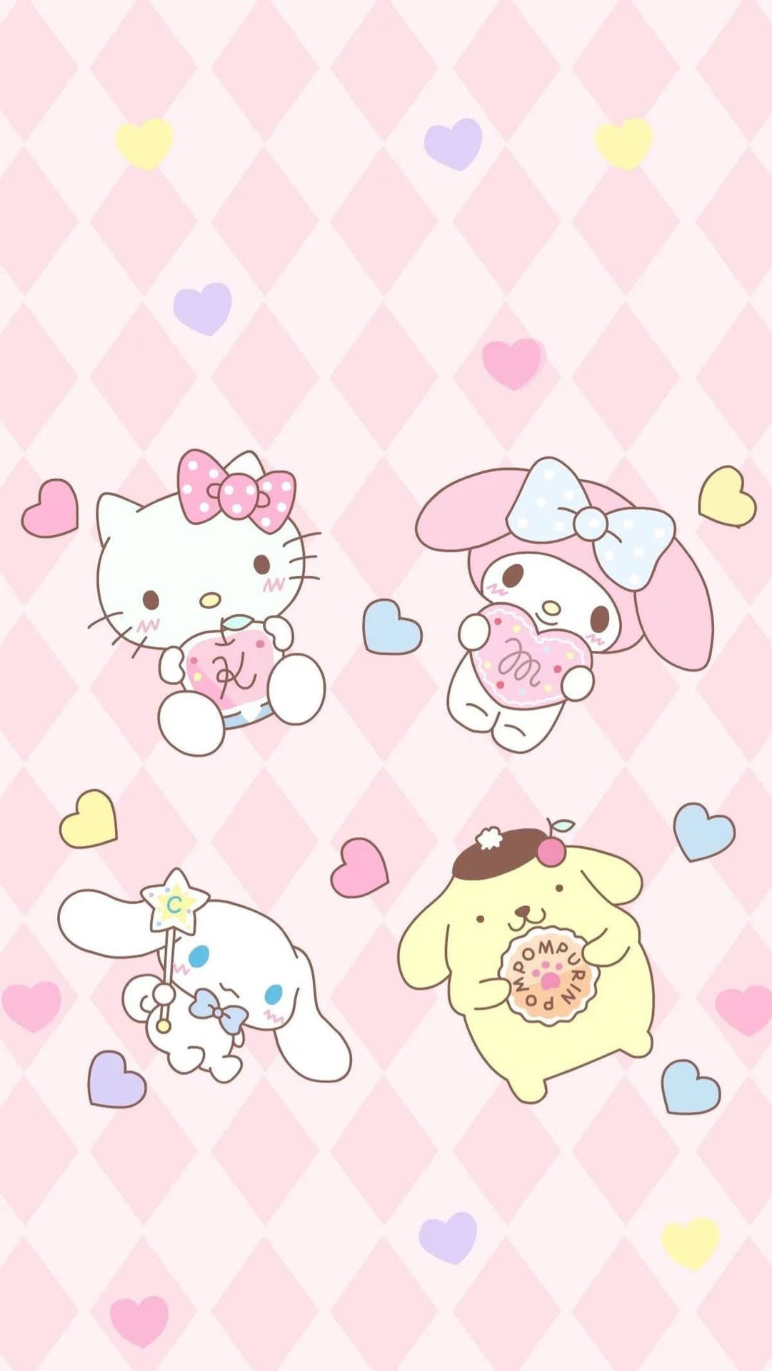 ピンクのハローキティ ダイヤモンド柄