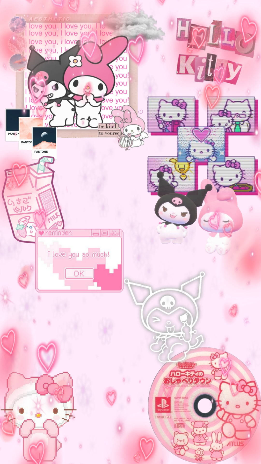 ピンクのハローキティとサンリオキャラクター