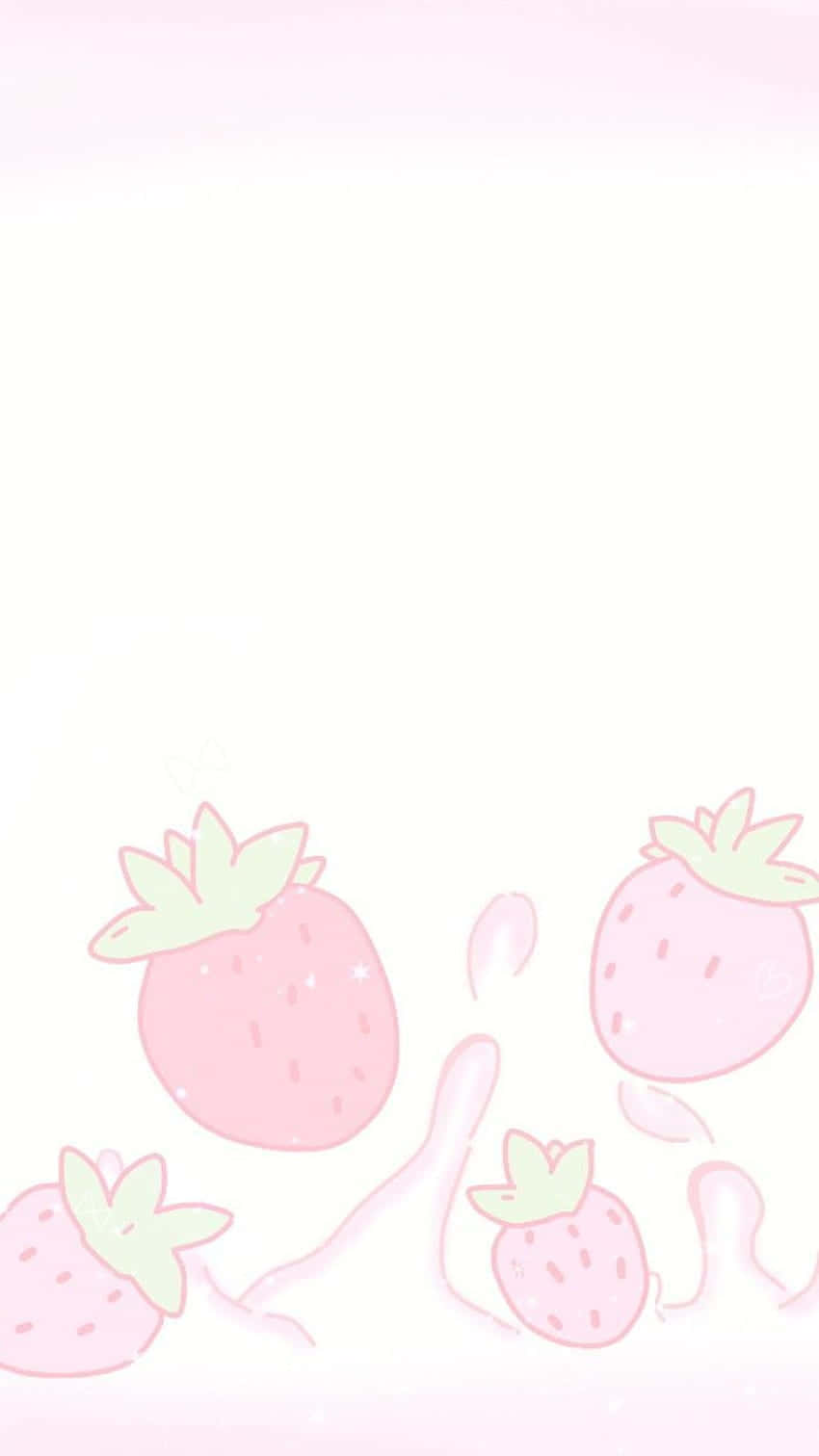 ピンクのパステルかわいいストロベリースプラッシュ 壁紙
