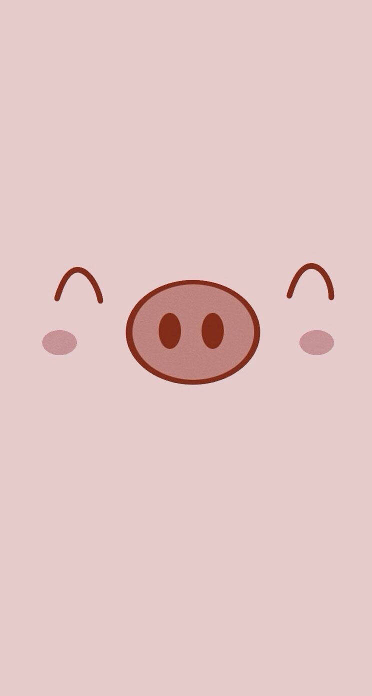 ピンクのブタの漫画電話 壁紙