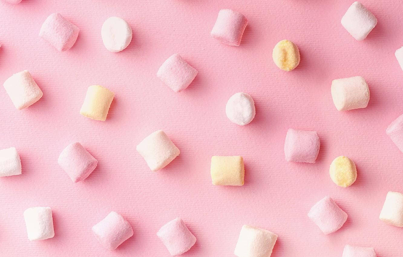 ピンクのマシュマロワールドの3Dファンタジー 壁紙