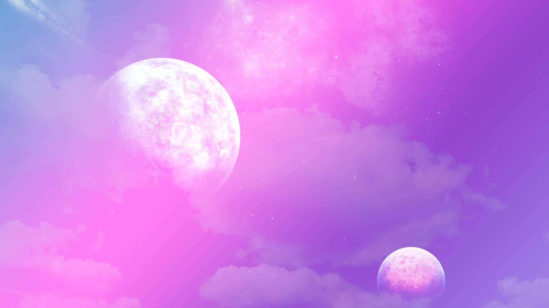 ピンクの月と紫の空 壁紙