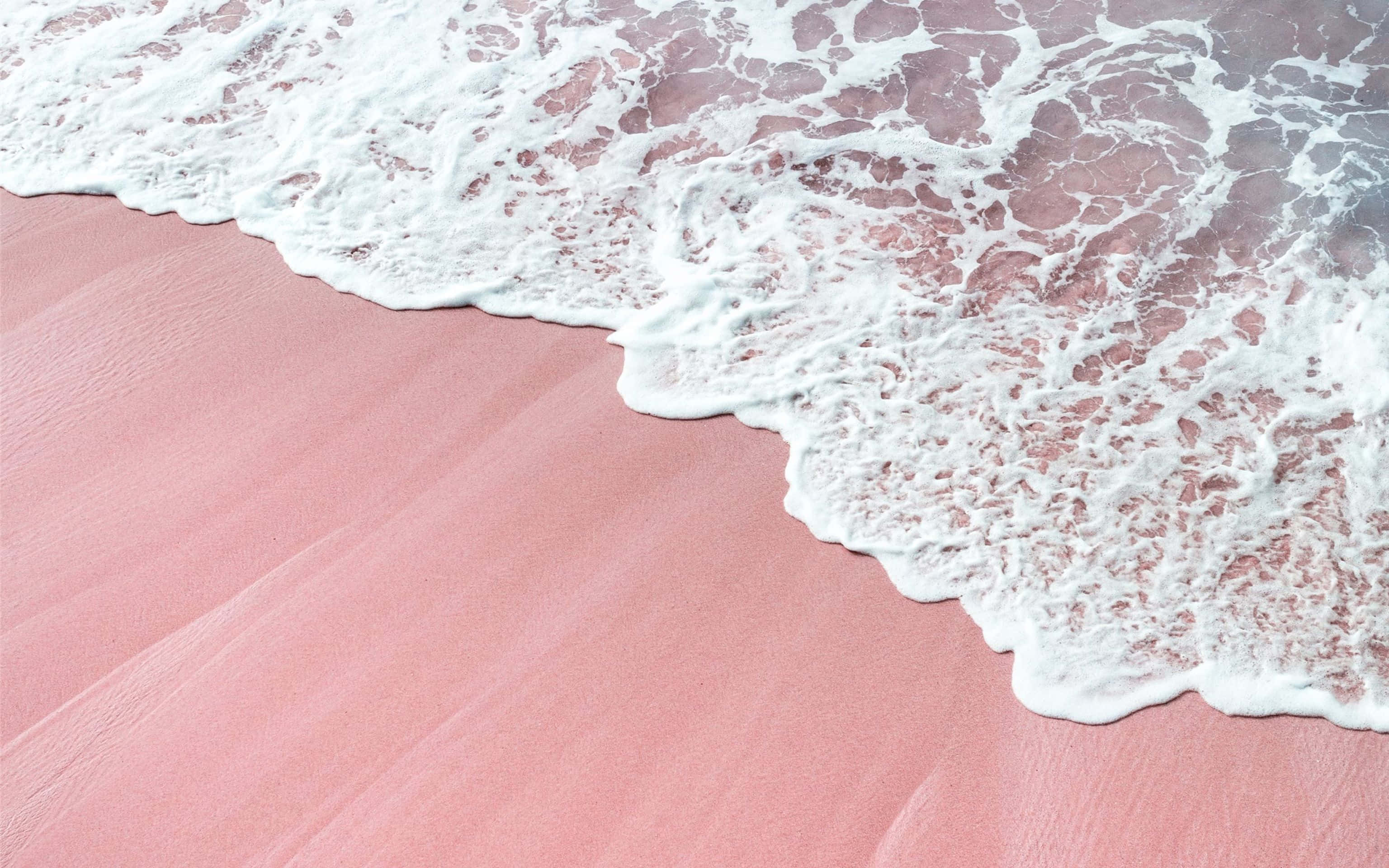 ピンクの砂浜と波、ピンクの砂 壁紙