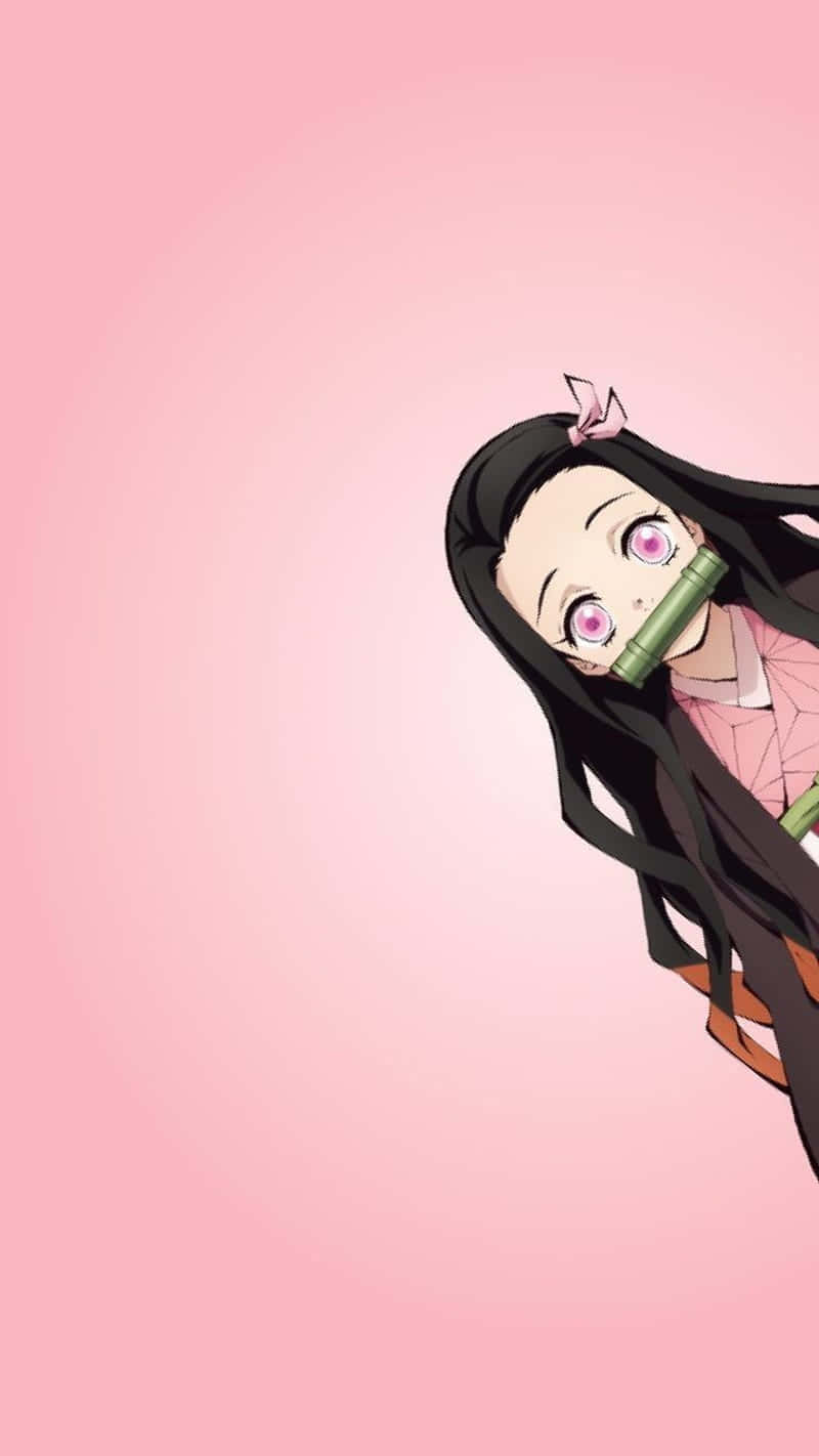 ピンクの美学かわいい鬼滅の刃キャラクター禰豆子デジタルアート 壁紙