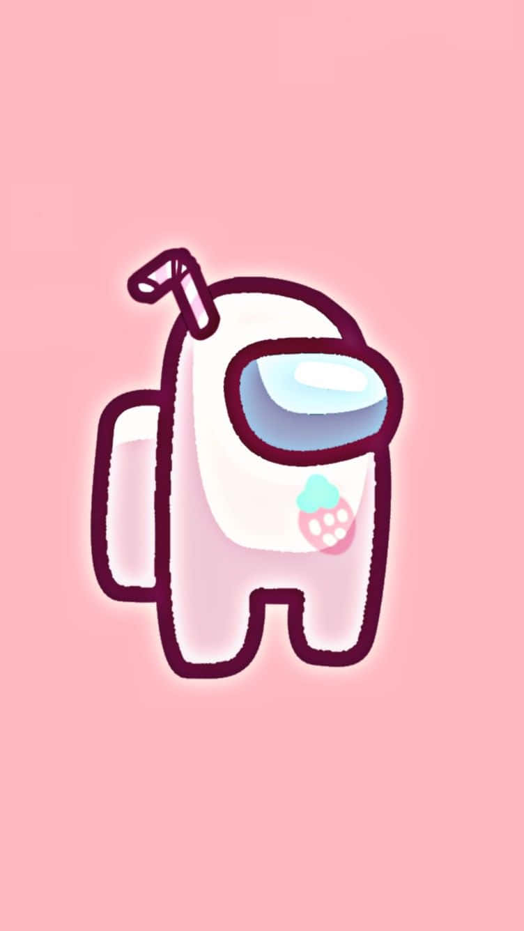 ピンクの背景に白とピンクのロボット 壁紙