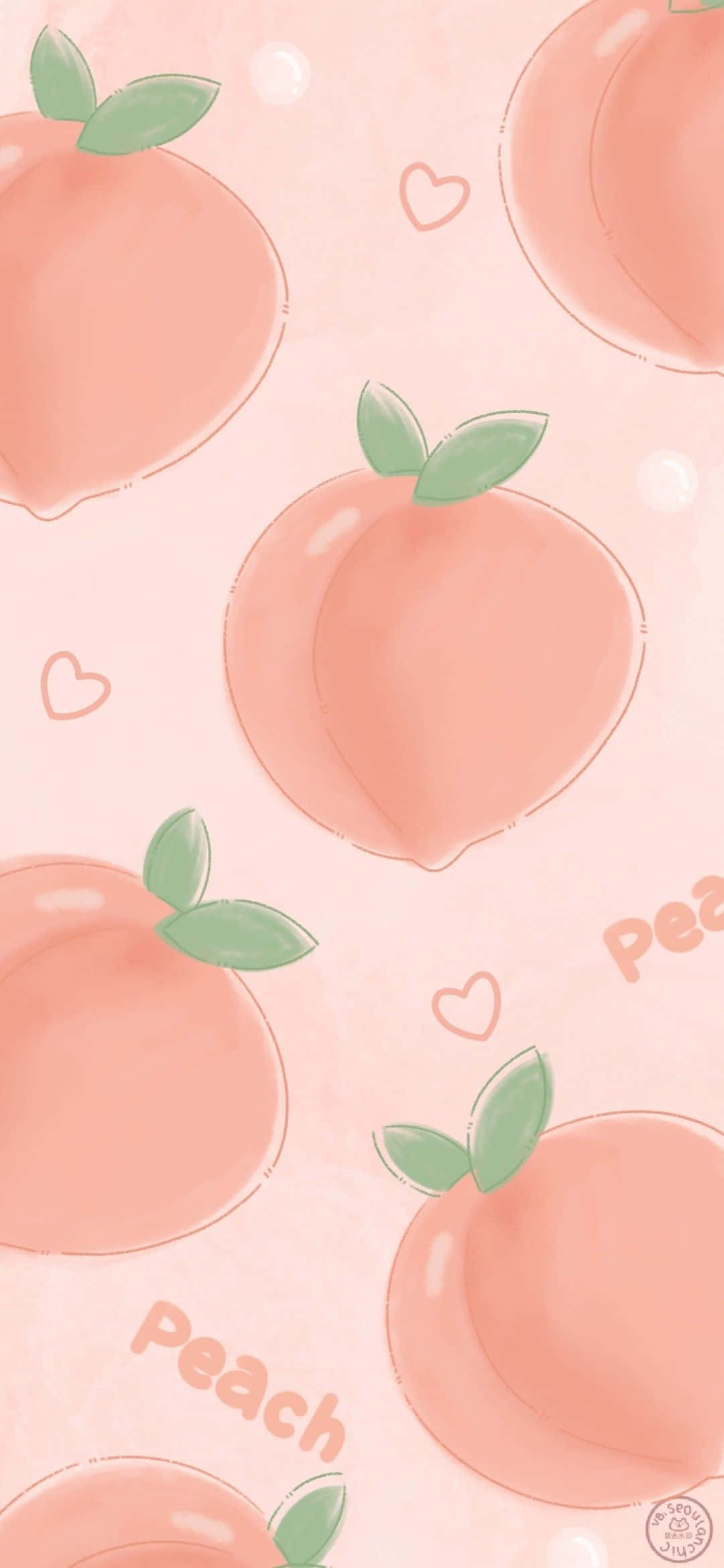 ピンクの花びらのボウルに座ったかわいい桃 壁紙
