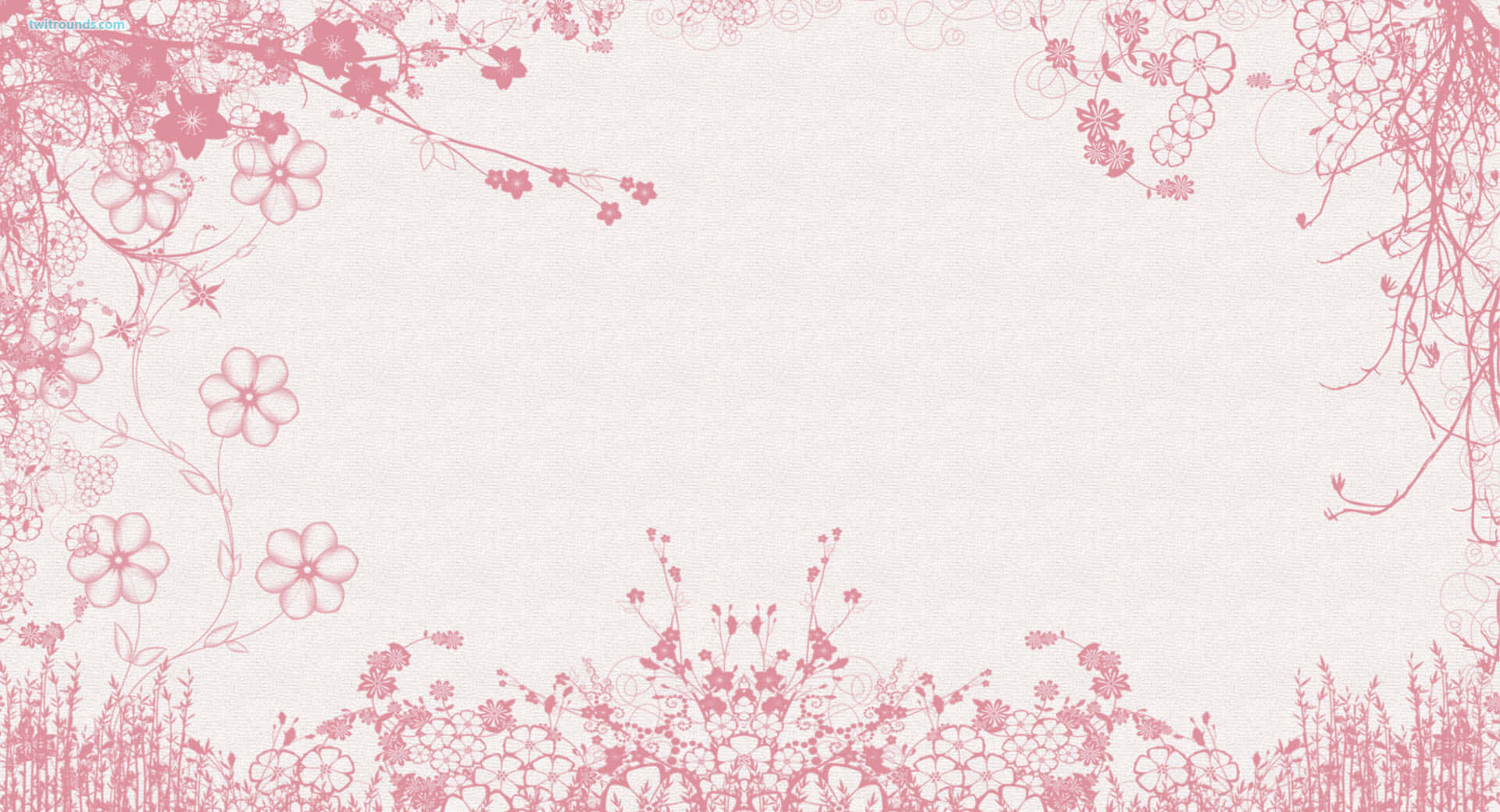 ピンクの花枠と白い背景 壁紙