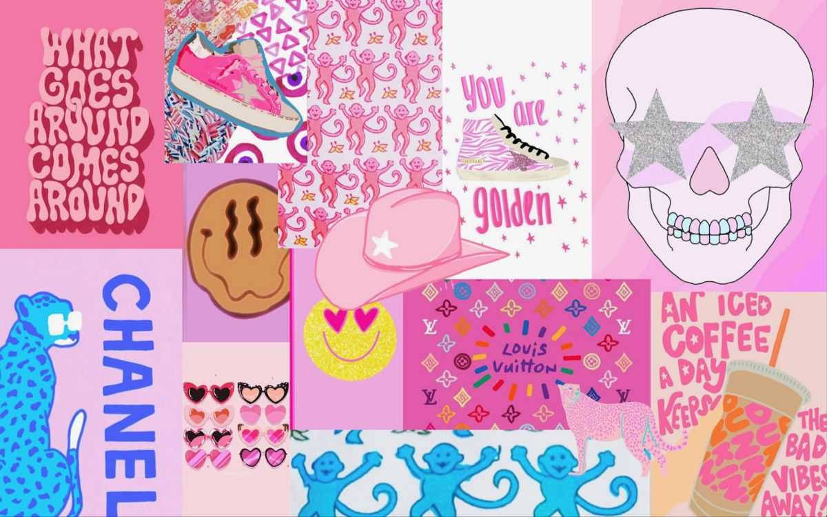 ピンクを基調としたTumblr風のプレッピーPFPコラージュ 壁紙