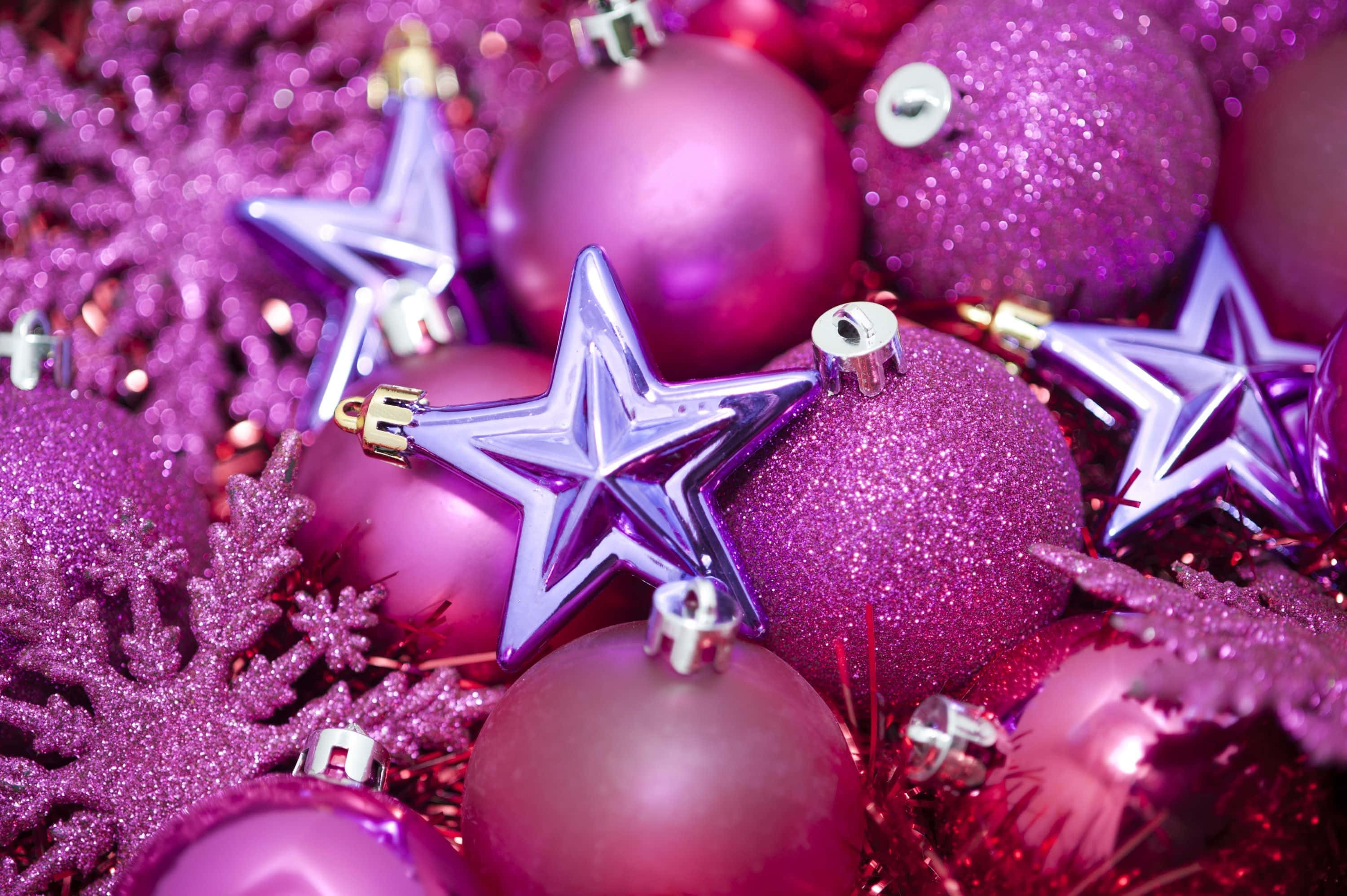 ピンクガーリークリスマスボール 壁紙
