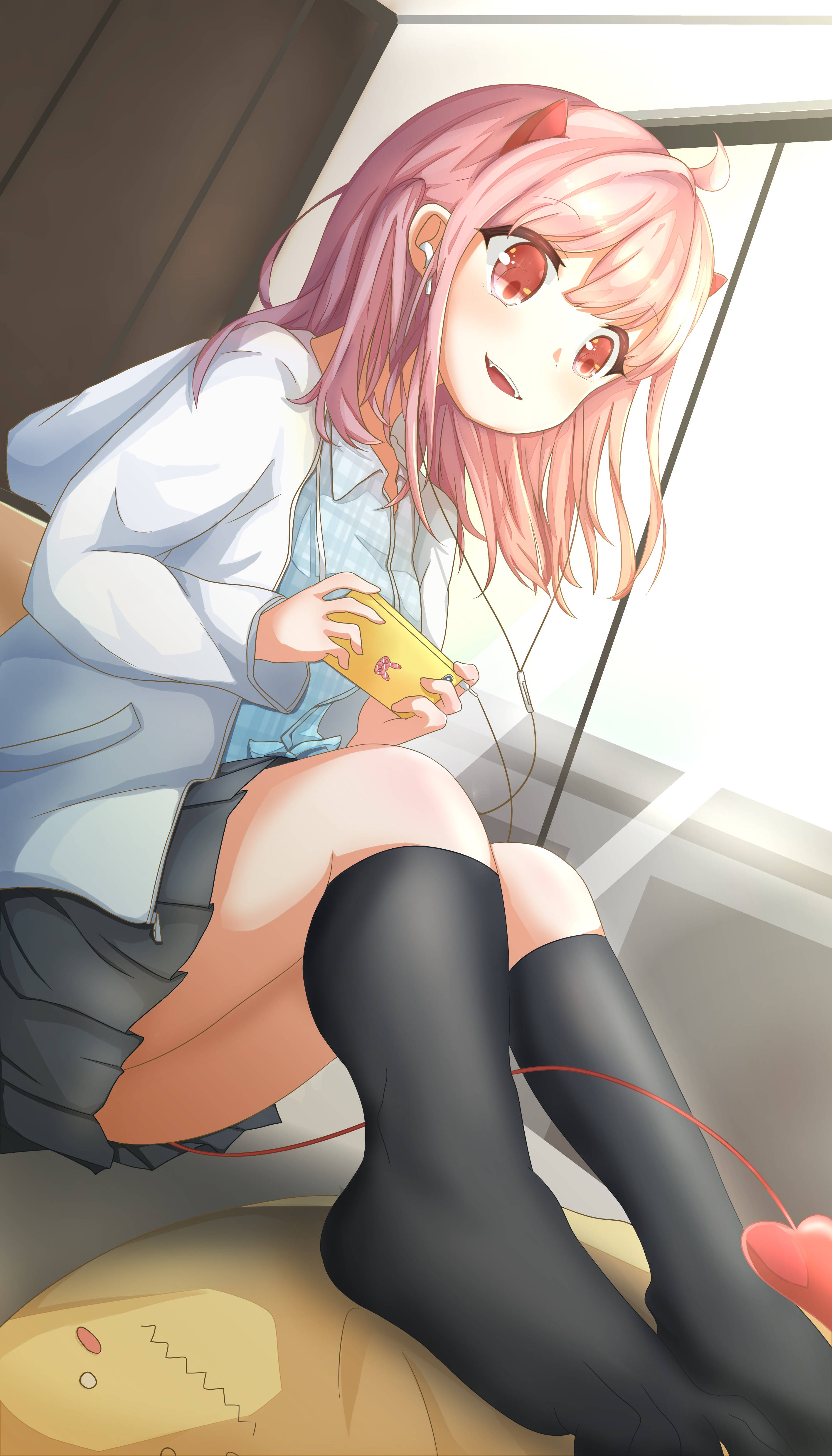 ピンク髪の少女アニメ電話 壁紙