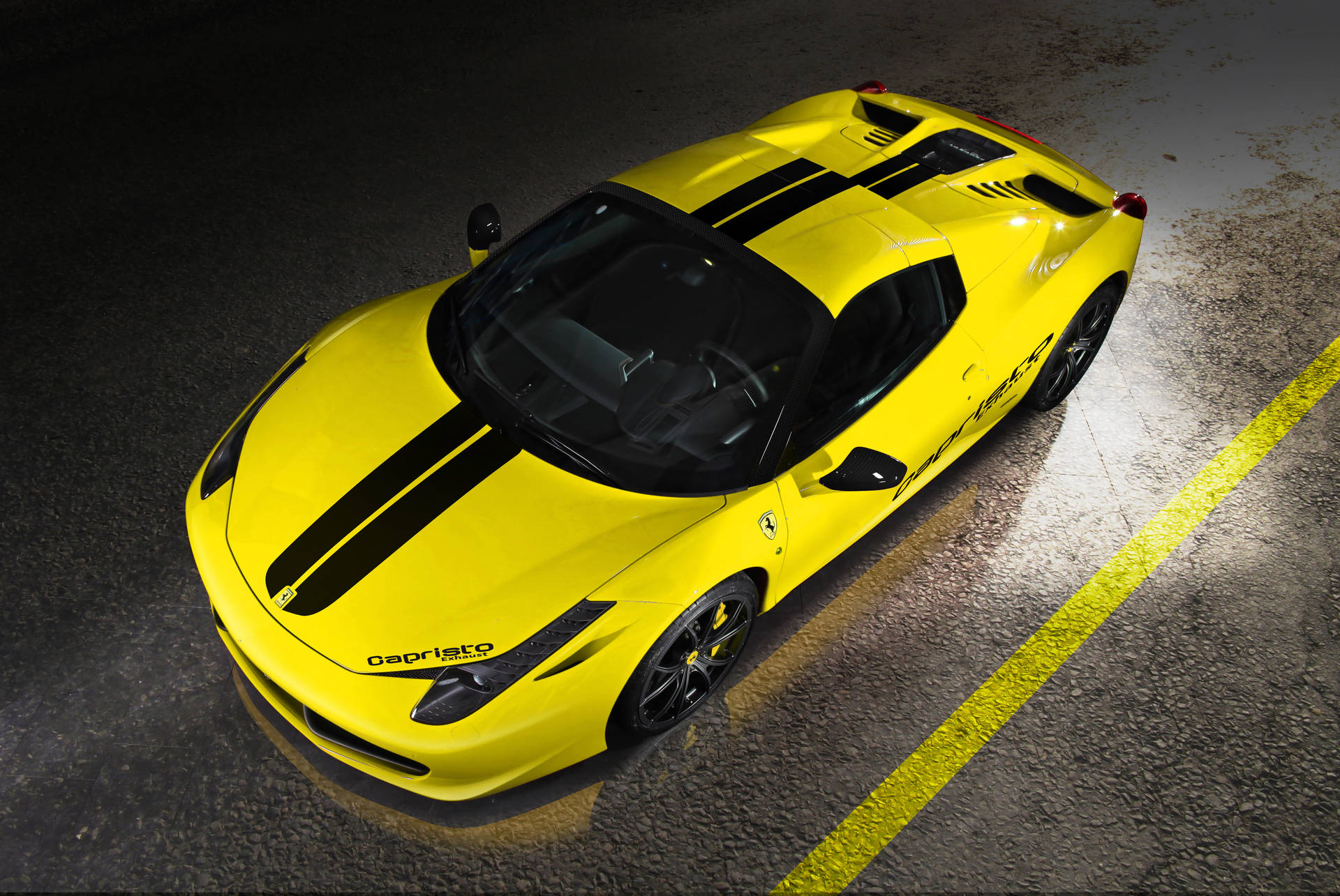 黄色いフェラーリ458スパイダー・スポーツカーバリエーションの壁紙