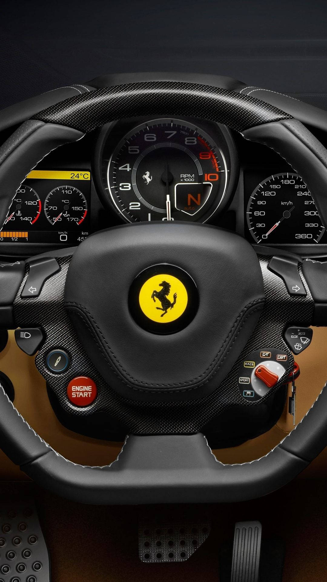 フェラーリのインテリア スポーツカー iPhone 壁紙