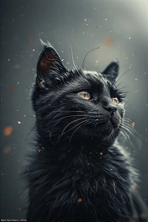 フォトリアルな黒猫のシネマティックデジタルアート 壁紙