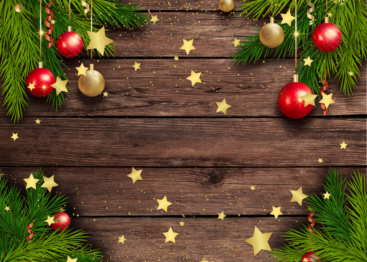 ブラウン・ラスティックウッズのクリスマスチーム背景（フレーム付き） 壁紙