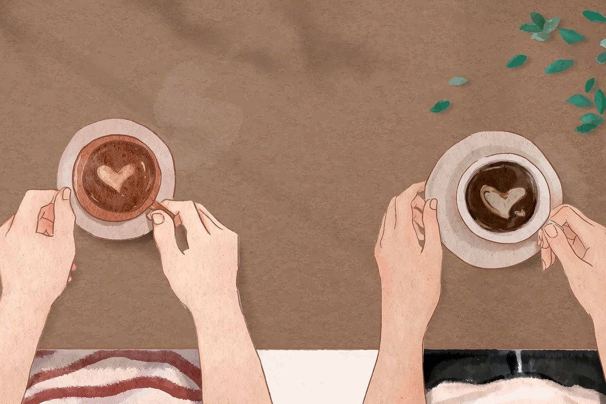 ブラウン系のアートなコーヒーデートのノートパソコン 壁紙