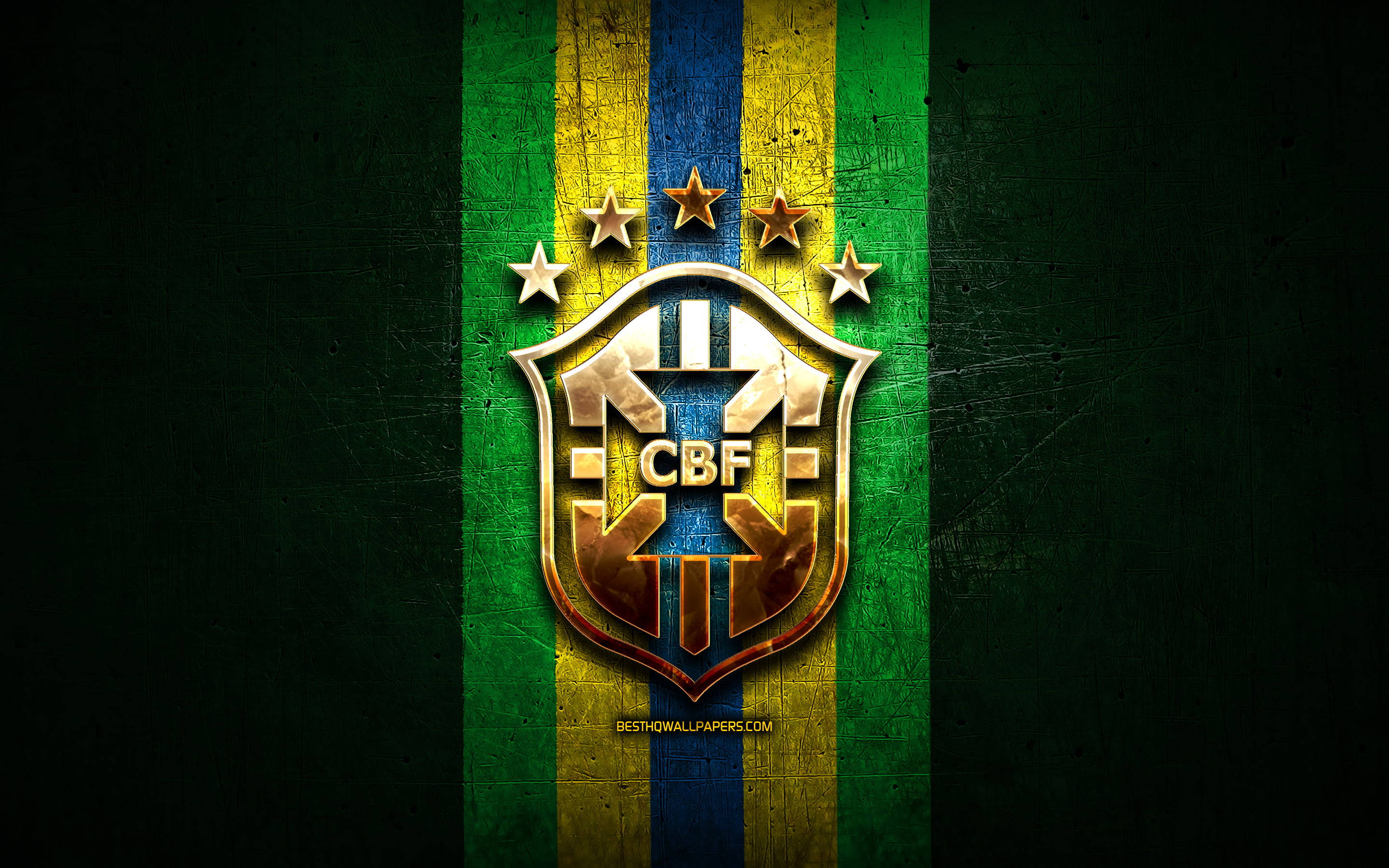 ブラジル代表サッカーチームのメタリックなロゴ 壁紙