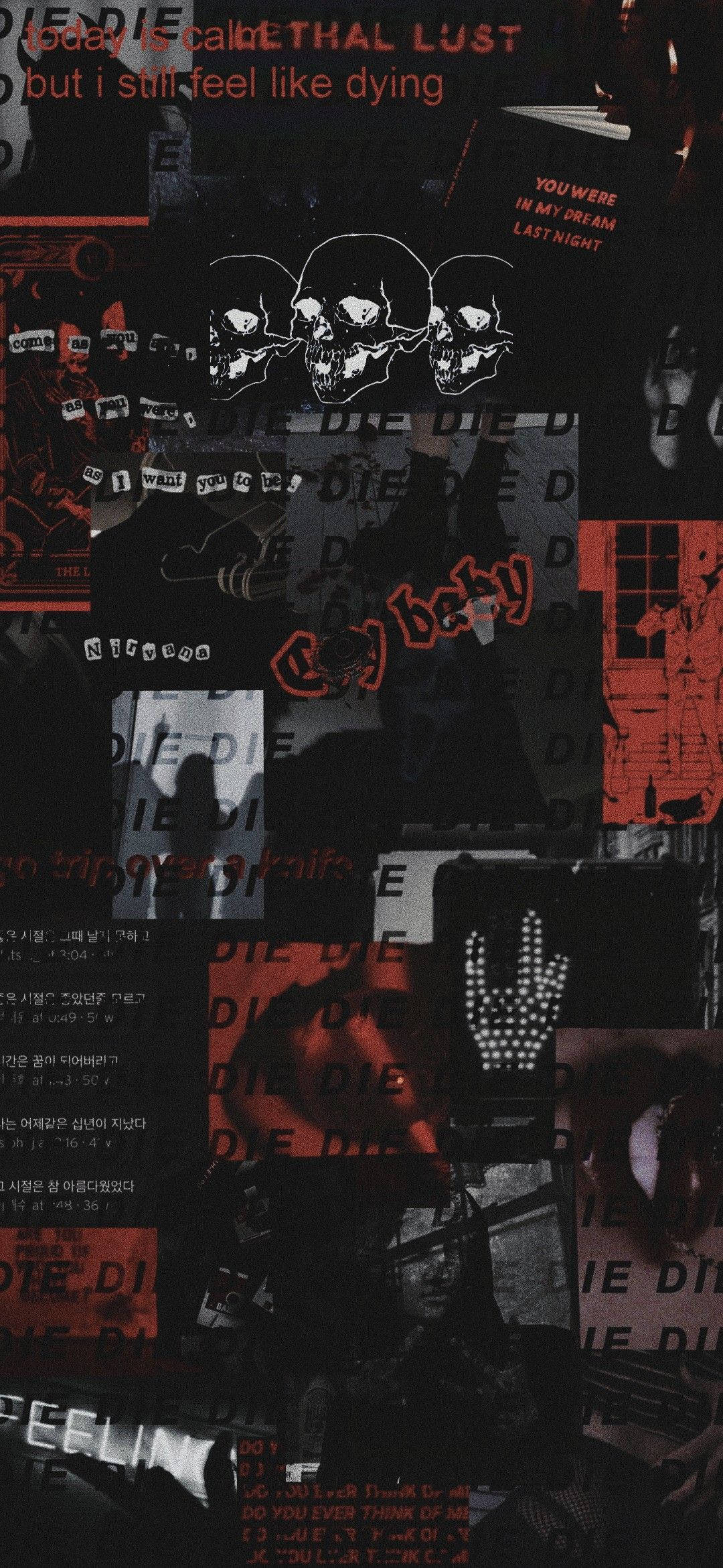 ブラック＆レッドコラージュ グランジPFP 壁紙