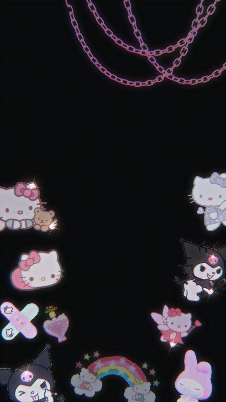 ブラックハローキティとサンリオキャラクターズ 壁紙